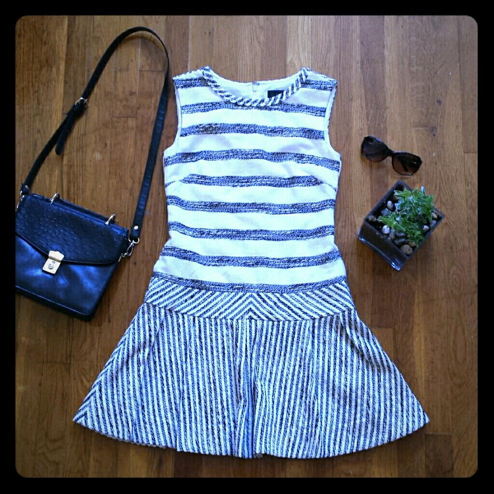 *J. CREW* Striped Tweed Drop Waist Dress